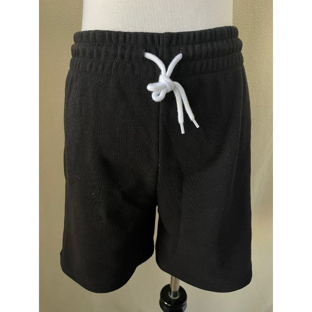 Justify Black Elastic Waist Drawstring Athletic/Loungewear Sweat Shorts